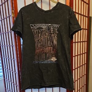 Harley-Davidson Distressed Black Tee with Bold Graphic